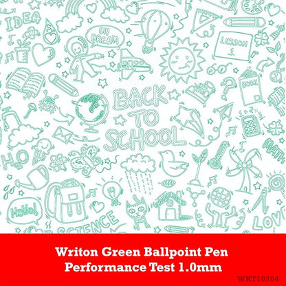 Writon Retractable Ballpoint Pens, Triangle Grip and Barrel, 1.0mm Medium Point, Green Ink, 12 Pack