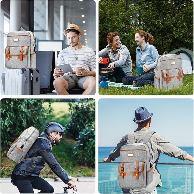 Nicole Miller Travel Laptop Backpack-Business Anti Theft Vintage Backpack with USB Charging Port-Water Resistant Computer Bag