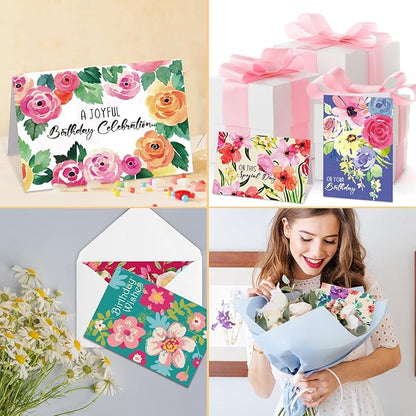 Zhanmai 80 Pack 4 x 6 Inch Religious Christian Birthday Cards Bulk with Scripture Assorted Bible Verse Designs Christian Blessings Birthday Cards with Envelopes (Watercolor Flower Style)