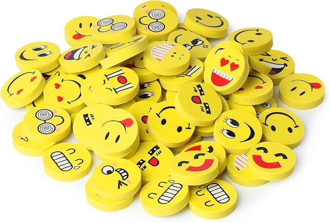 Mr. Pen- Smiley Eraser Pack, 64 Mini Pencil Erasers for Kids & Students, Fun & Cute School Supplies, Easter Egg Fillers