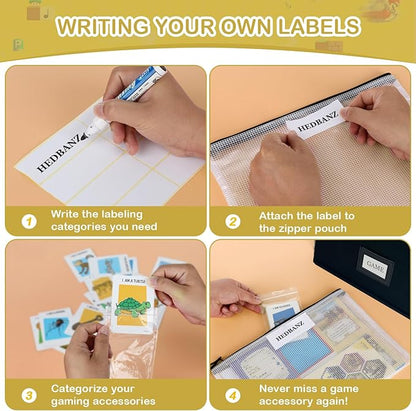 Board Game Storage, Board Game Organizer with 12pcs Zipper Bags and Writable Stickers, Board Game Organizers Storage with Lid for Office Supplies, Puzzles, Video Game, Craft Product