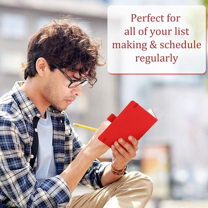 Laumoi 36 Sets Pocket Notebook Journals with Pens A6 Cute Small Journal Notebook Ruled Lined Mini Notepad Hardcover Executive Notebooks Set with Pen Holder for School Office, 3.7 x 5.7 Inch (Red)