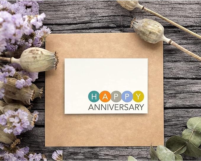 Juvale 36 Pack Happy Anniversary Cards with Envelopes for Work, Wedding, Employees, 6 Designs (Blank Inside, 4x6 In)