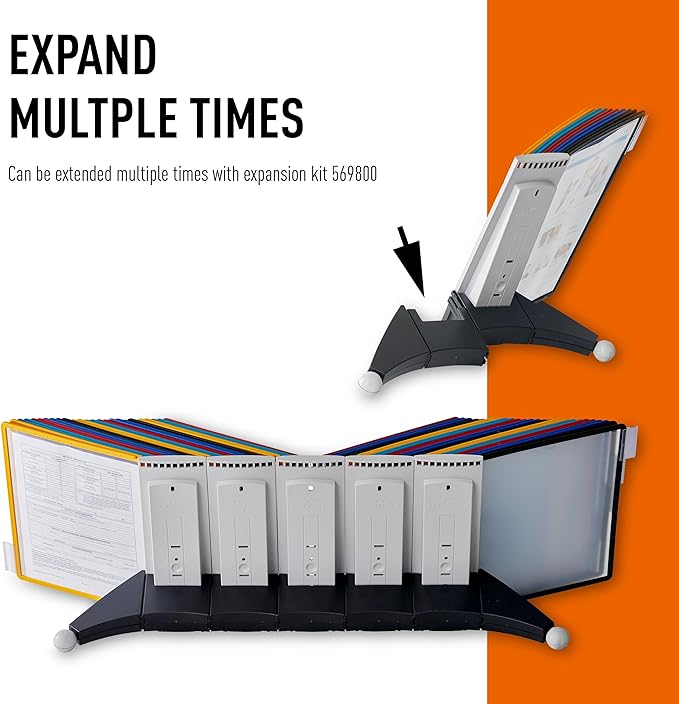 DURABLE Desktop Reference System, 10 Double-Sided Panels, Letter-Size, Assorted Colors, SHERPA Design (554200)