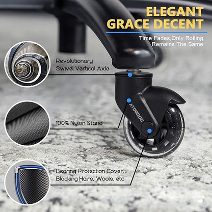 Office Chair Caster Wheels, 3" Newly Lightweight Caster Wheels & Revolutionary Swivel Vertical Axle, Safe Protection for All Floors Including Hardwood, Set of 5