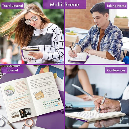 feela 8 Pack Soft Cover Journal Bulk, Notebooks College Ruled for Work, Lined Travel Journal for Women Men, Note Taking Notebook School Supplies Business Writing, 8.2” x 5.5”, A5, Dark Purple