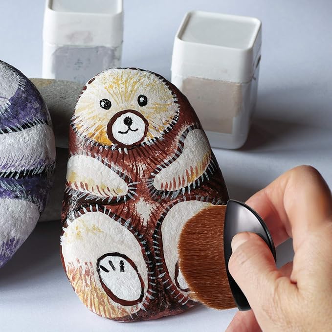 Boao 4 Pieces Brush Applicator Diamond Painting Brush Accessories Tools, Artist Drawing Flat Paintbrush for DIY Gesso, Varnishes, Oil Paint, Acrylic Painting, Watercolor(Black and Brown)