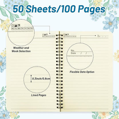 2Pack A5 Floral Cross Religious Spiral Notebooks - Bible Verses Writing Notebooks, Ruled Hardbound Lined Journal, Inspirational Christian Christmas Gift, Sunday School Supply (Pink & Blue)