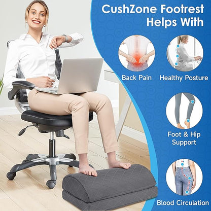 Foot Rest for Under Desk at Work Adjustable Foam for Office and Home, Office Desk Accessories，Comfortable Footrest with 2 Adjustable Heights，Back & Hip Pain Relief (Gray-16.9 in)