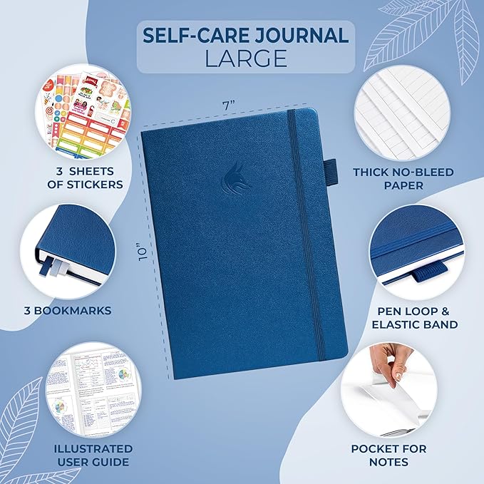 Clever Fox Self-Care Journal – Wellness & Daily Reflection Notebook – Mental Health & Personal Development Journal – Self-Care, Meditation & Mood Journal for Women & Men – Large (Mystic Blue)