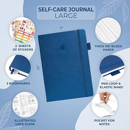 Clever Fox Self-Care Journal – Wellness & Daily Reflection Notebook – Mental Health & Personal Development Journal – Self-Care, Meditation & Mood Journal for Women & Men – Large (Mystic Blue)