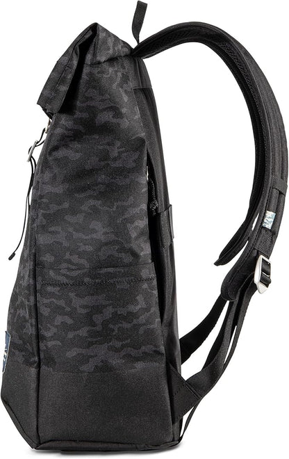 Skyway Luggage Rainier Rolltop Commuter Casual Daypack for Work or Hiking, Eco-Friendly, Made of 100% rPET Travel Laptop Bag for Women & Men, 20L, Kohala Black