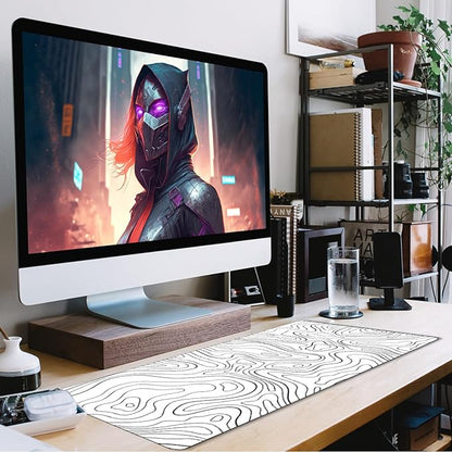 Large Mouse Pad, Big Desk Mat Large Office Desk Pad, Durable Extended Mouse Mat 31.5"x15.7" Computer Mousepad with Non-Slip Rubber Base & Stitched Edge for Home Office Work, Black Line