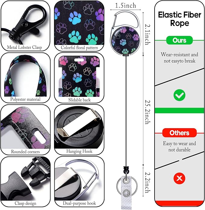 Cute ID Badge Holder with Lanyard Retractable Badge Reel Clip Funny Lanyards for ID Badges Name Tags Keychain for Office Teacher Doctor Student Women Men Nurse Accessories for Work