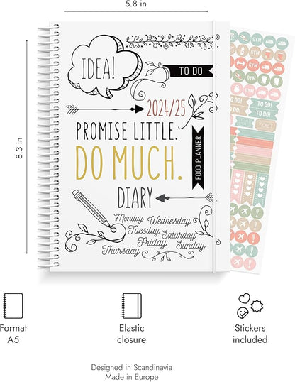 Doodle Academic Planner 2024-2025 | July 2024 - August 2025 | Weekly & Monthly Planner | Space for Creativity & Coloring | Planner stickers included | 120gsm paper
