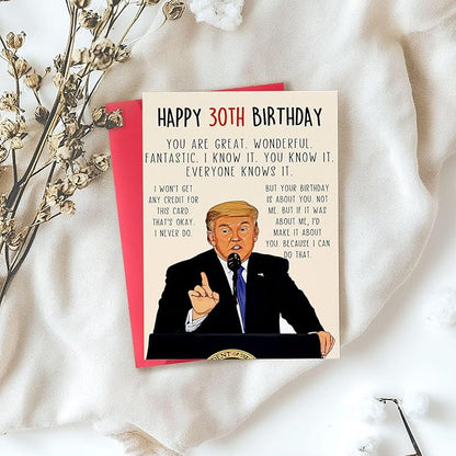 Funny Trump 30th Birthday Card, Happy Donald 30th Birthday Gifts for Men Women, Unique 30 Year Old Birthday Decorations for Him Her, Humor 30 Year Old Birthday Cards for Husband