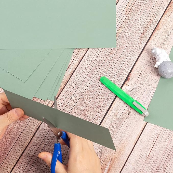 Wishop 20 Sheets Colored Thick Paper Cardstock Blank for DIY Crafts Cards Making, Invitations, Scrapbook Supplies (Sage Green, 8.5 x 11 inches)