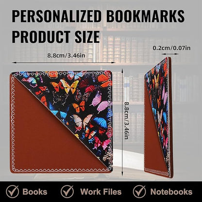 4 Pieces Leather Bookmarks, Cute Book Accessories for Reading Lovers, Page Markers for Women Men Kids Students Teachers Retirement Birthday Gift (Butterflies)