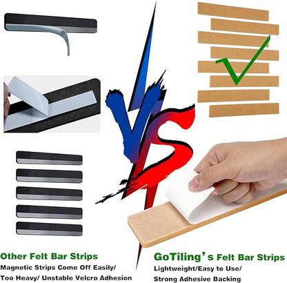 Cork Board for Walls - 8 Pack Felt Pin Board Bar Strips - Self-Adhesive Lightweight Bulletin Board - Cork Board for Office with 40 Push Pins No Damage for Wall