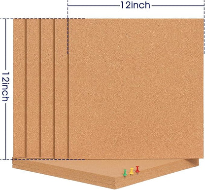 Square Cork Bulletin Board Tiles - SVOPY 8Pack Extra Thick 12x12 Inches Cork Board Tiles for Wall for Home Office Decor, Cork Sheet,School Message Board and Decorative Display Boards