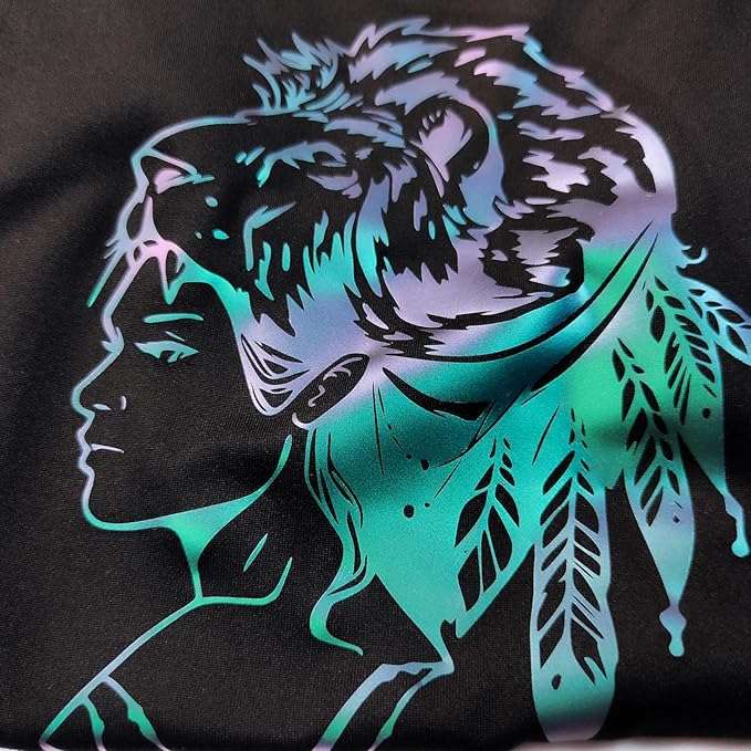 VINYL FROG Chameleon Heat Transfer Vinyl Purple to Green Gradual Transfer Vinyl Roll 12"x5ft with Iron and Heat Press Gradient Change Color HTV for T-Shirt