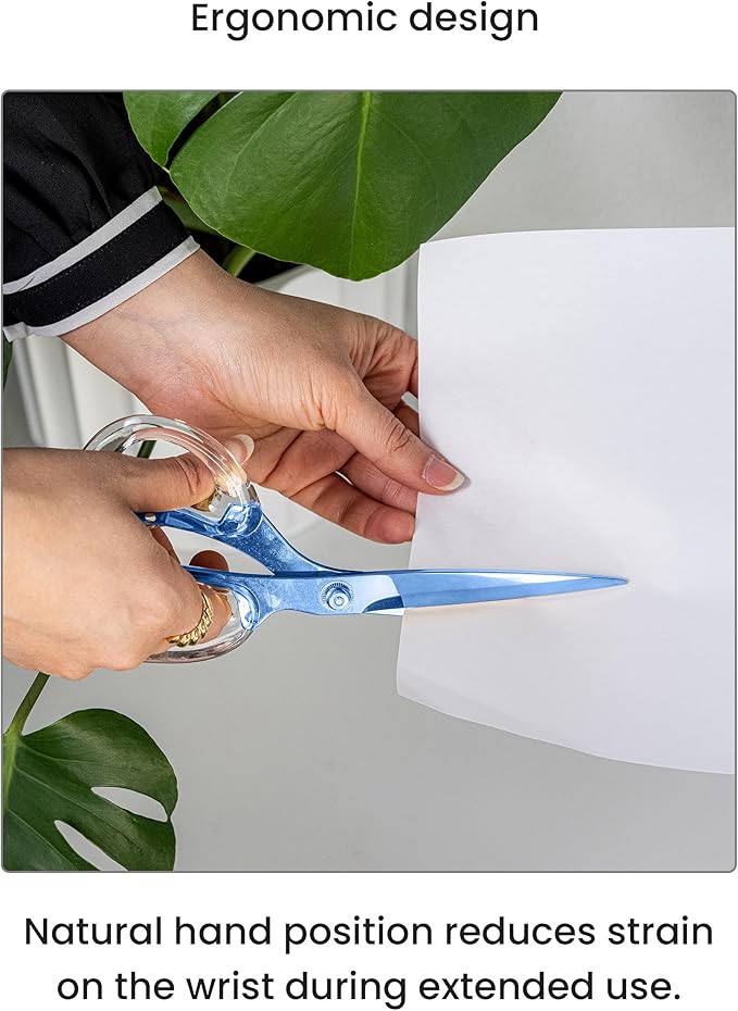 OfficeGoods 9” Stainless Steel Acrylic Scissors for Office and Home - Aesthetic and Sharp All Purpose Scissors, Perfect for Sewing, Arts and Crafts - Sapphire