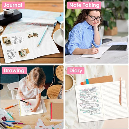 LABUK 20pcs Notebooks Bulk, A5 Kraft Lined Journals Bulk, Rainbow Composition Journal, 12 Colors 60 Pages for Journaling, Writing, School, Kids Gift