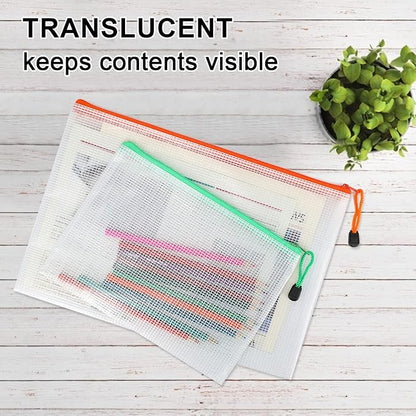 Umriox Zipper Bags, 6 Assorted Size (6 Colors, 12 Packs), Project Bags for Cross Stitch, Mesh Zipper Pouch for Office Supplies Travel Accessories and Board Games Storage