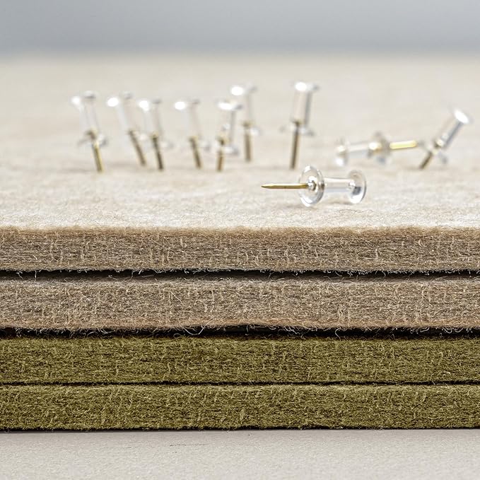 Large Bulletin Board - 48 x 36 Inches, Decorative Felt Pin Board for Wall - 4' x 3' Foldable Photo Display Board with Self-Adhesive Tape, Includes 20 Push Pins - Olive