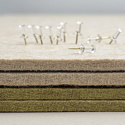 Large Bulletin Board - 48 x 36 Inches, Decorative Felt Pin Board for Wall - 4' x 3' Foldable Photo Display Board with Self-Adhesive Tape, Includes 20 Push Pins - Olive