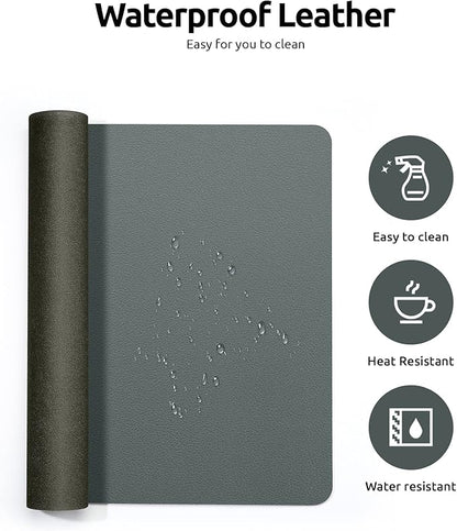 YSAGi Leather Desk Pad Protector, Office Desk Mat, Large Mouse Pad, Non-Slip PU Leather Desk Blotter, Laptop Desk Pad, Waterproof Desk Writing Pad for Home (23.6" x 13.8", Dark Green)