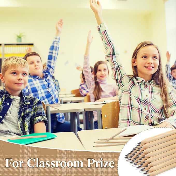 Fumete 500 Pieces Wooden Pencils Bulk No Eraser Hexagonal HB Graphite Unsharpened Natural Wood Pencils Without Erasers for Classroom School Home Office Drawing Sketching Learning