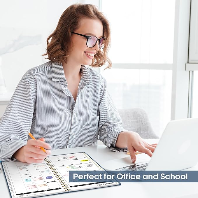 2026 Planner, Weekly and Monthly Calendar Planner, January 2026 - December 2026, Hardcover 2026 Calendar Planner Book with Tabs For Women & Men, Inner Pocket, Spiral Bound, Perfect for Office Home School Supplies - A4 (8.5" x 11"), Navy