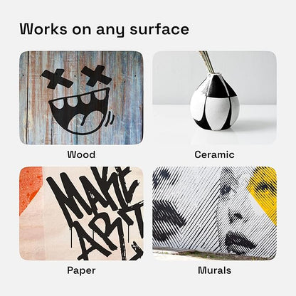 ARTISTRO 5 Black Acrylic Paint Pens, Acrylic Paint Markers Jumbo Tip, Fabric Markers for Textile, Canvas, Rock, Glass, Wood, Paper, DYI, Pens for Kids and Adults