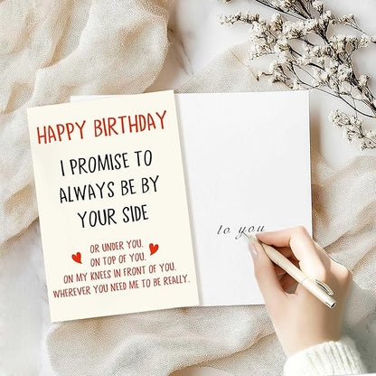 Funny Birthday Card for Him, Romantic Birthday Gift for Husband, Boyfriend, Fiance, Naughty Greeting Card for Men, 5x7 Inch with Envelope