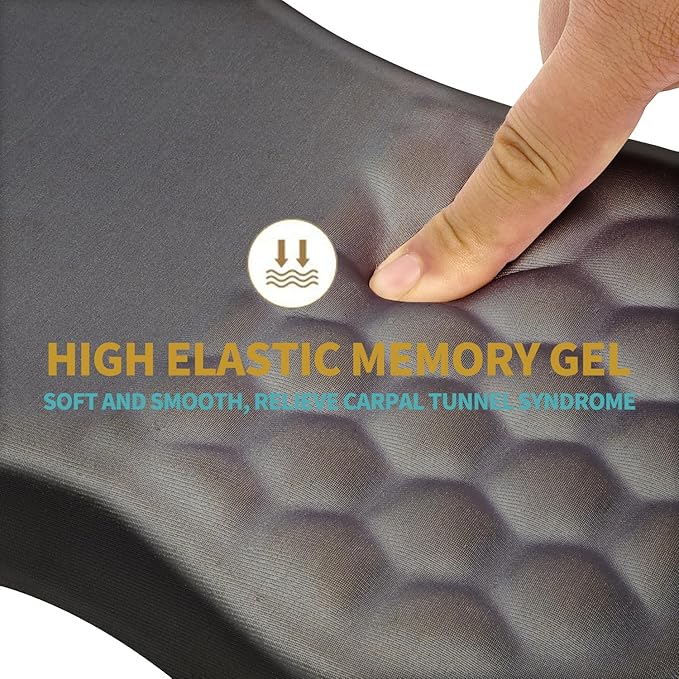 Hokafenle Ergonomic Mouse Pad Wrist Support with Massage Design, Wrist Rest Pain Relief Mousepad with Memory Foam&Non-Slip PU Base, Mouse Pads for Wireless Mouse & Desk (12x8 inch,Gray)