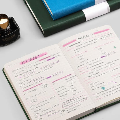 AHGXG Lined Journal Notebook - 320 Numbered Pages Thick Journal for Writing A5 College Ruled Notebook, 100gsm Lined Paper, Leather Hardcover, for Women Men Work Office School, 5.75'' X 8.38''-Green