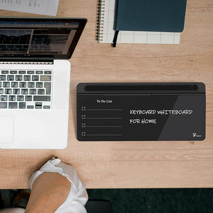 TOWON Black Desktop Whiteboard with todo List Templates, White Board Dry Erase Small for Desk, Glass Reminder Memo Notepad to-do List Dry Erase with Storage, Lined & Free Section, 16x7 Inches