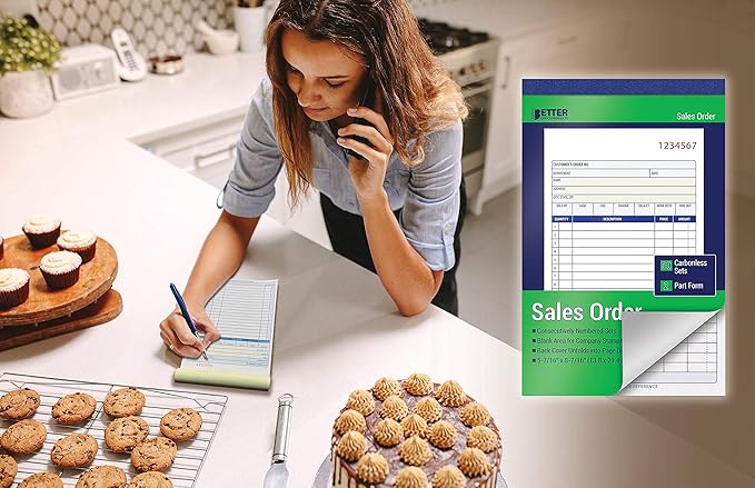 Better Office Products Large Sales Order Books, 6 Pack, 2-Part Carbonless (White/Canary Yellow), 5-7/16 x 8-7/16 inches, 50 Sets per Book, 300 Total Sets, 6 Books