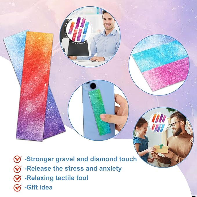 50PCS Calm Strips for Anxiety Sensory Stickers Calm Stickers for Relieve Adults Kids Teens Fidgets Stress Office&Classroom Supplies Anxiety Relief Items with Tactile Textured Surface(Watercolor)