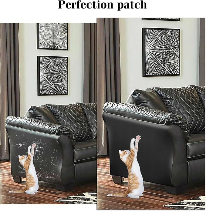 CHEIGHY Leather Repair Patch for Couches 17X118 inch Self-Adhesive Leather Repair Tape kit for Furniture Sofa Vinyl Car Seats Couch Chairs Shoes Down Jackets (Black)