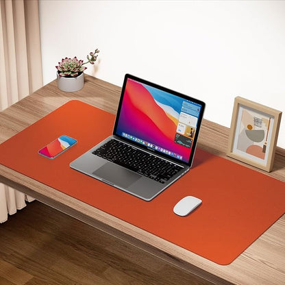 Boutilon Leather Desk Pad 47"x 24" Non-Slip Mouse Pad,Business Desk Pad,Extended Table Protector for Keyboard and Mouse,Desk Writing Pad for Office Home Working Decor (XXXL-Orange H)