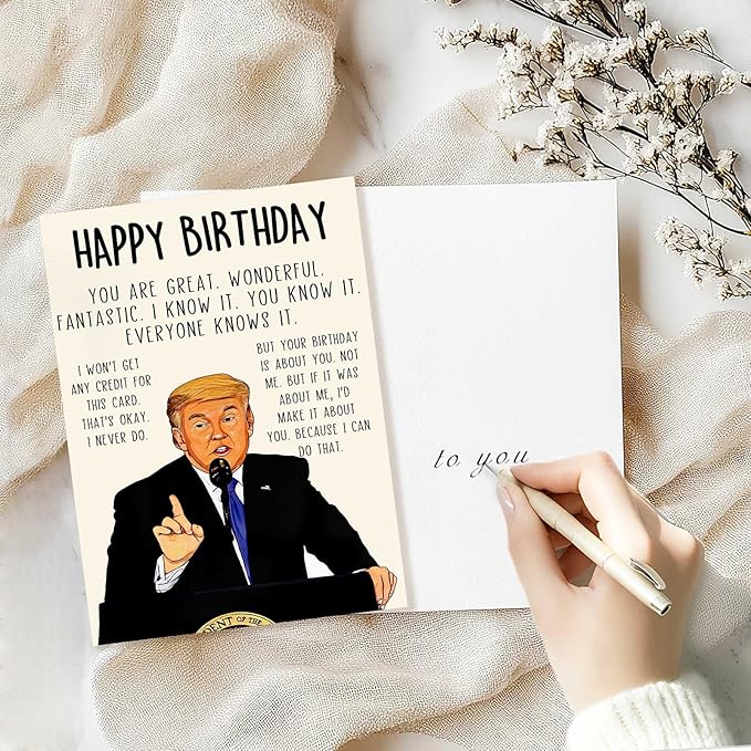 Funny Trump Birthday Card for Women Men, Humorous Donald Birthday Gifts Card for Dad or Mom, Trump Birthday Decorations for Husband Wife, Unique Birthday Gifts Ideas for Him Her