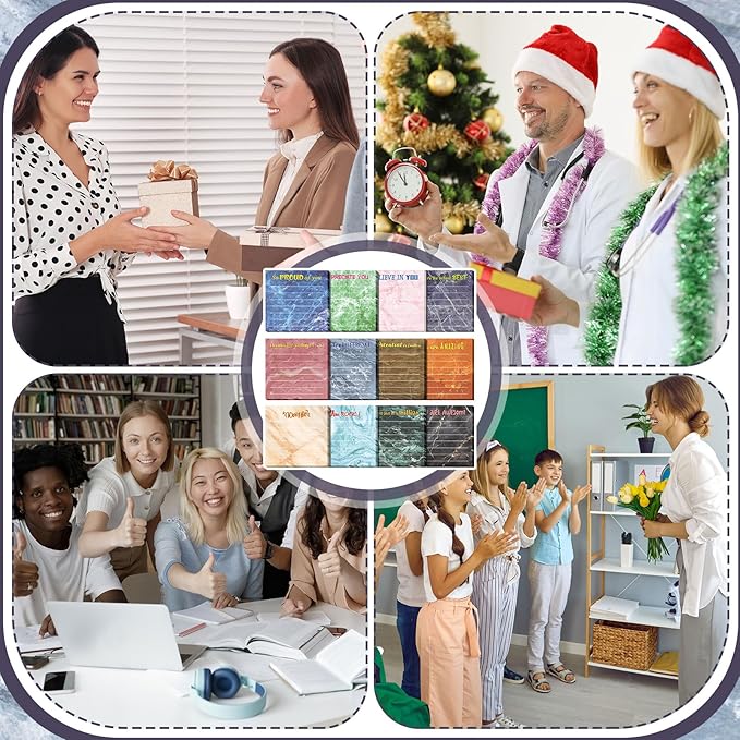 Yinder 24 Pcs Inspirational Sticky Notes with Lines Cute Motivational Sticky Notes Pad Employee Appreciation Gifts Bulk for Teacher Nurse Coworkers Office Supplies 3 x 3''(Marble Color,Appreciation)