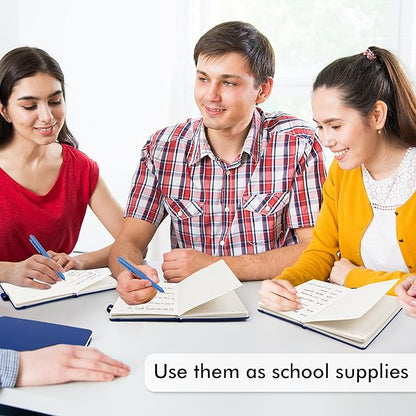 feela 3 Pack Notebooks Journals Bulk with 3 Black Pens, A5 Hardcover Notebook Classic Ruled Lined Journal Set with Pen Holder for Work Business Journaling Note Taking, 120 GSM, 5.1”x8.3”, Navy