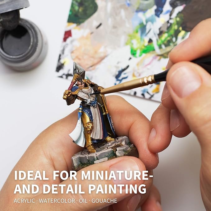 ARTEGRIA Detail Paint Brush Set, 17 Miniature Brushes with Fine Tips and Ergonomic Handles, for Small Scale Models, Figurines, Warhammer 40k, DND, Paint by Numbers for Adults