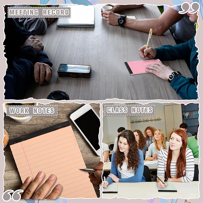 Lincia 24 Pcs 4" x 6" Legal Pad Writing Notepads Small Legal Pad College Ruled 30 Sheets Multiple Color Lined Note for Work 80 Gsm Paper for Grocery List Shopping List (Sweet Color)