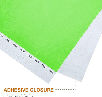 100 Pcs Wristbands, 1-100 Consecutive Numbers Waterproof Tearproof and Printable Wrist Straps Admission Bracelets Tickets (Neon Green)