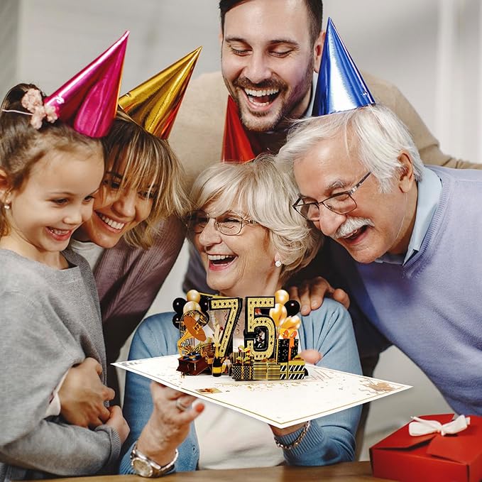75th Birthday Card for Men Women, Funny 3D Pop Up 75th Birthday Gifts for Grandma Mom Dad, Back In 1950 Happy 75 Year Old Birthday Decorations Cards for Her Him