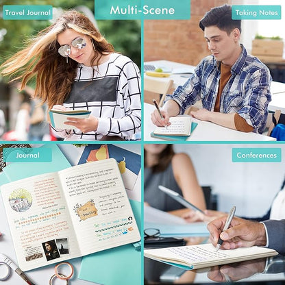 feela 8 Pack Soft Cover Journal Bulk, Notebooks College Ruled for Work, Lined Travel Journal for Women Men, Note Taking Notebook School Supplies Business Writing, 8.2” x 5.5”, A5, Emerald